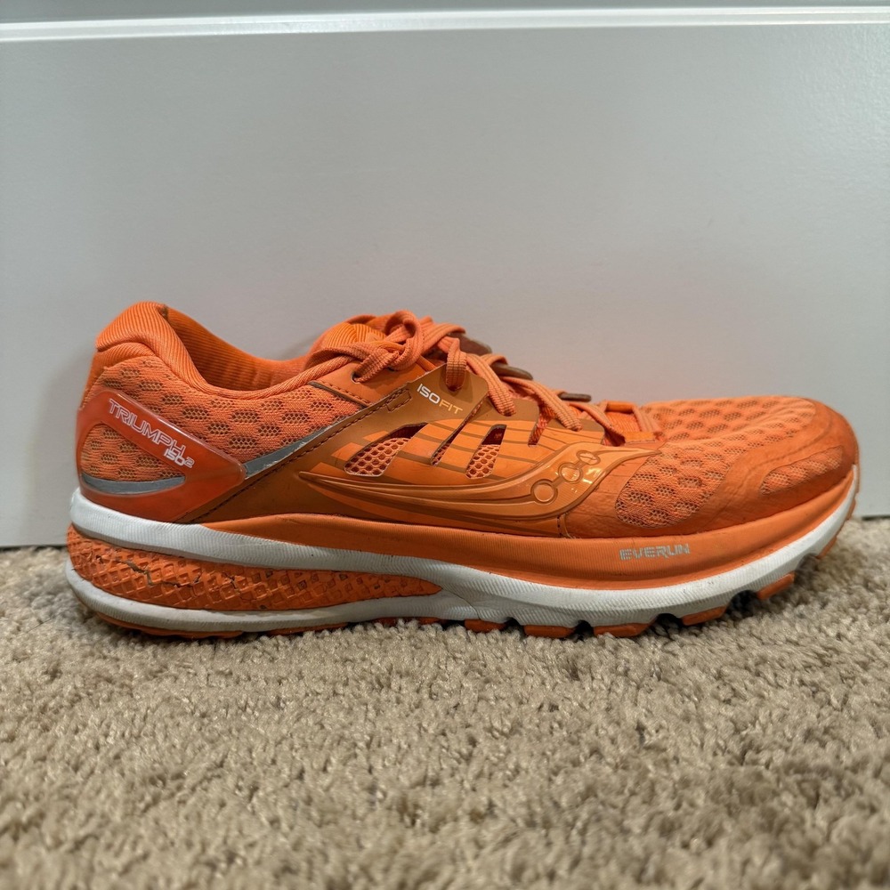 Saucony Triumph ISO 2 Shoes Womens Size‎ 9.5 Orange Everun Running Athletic